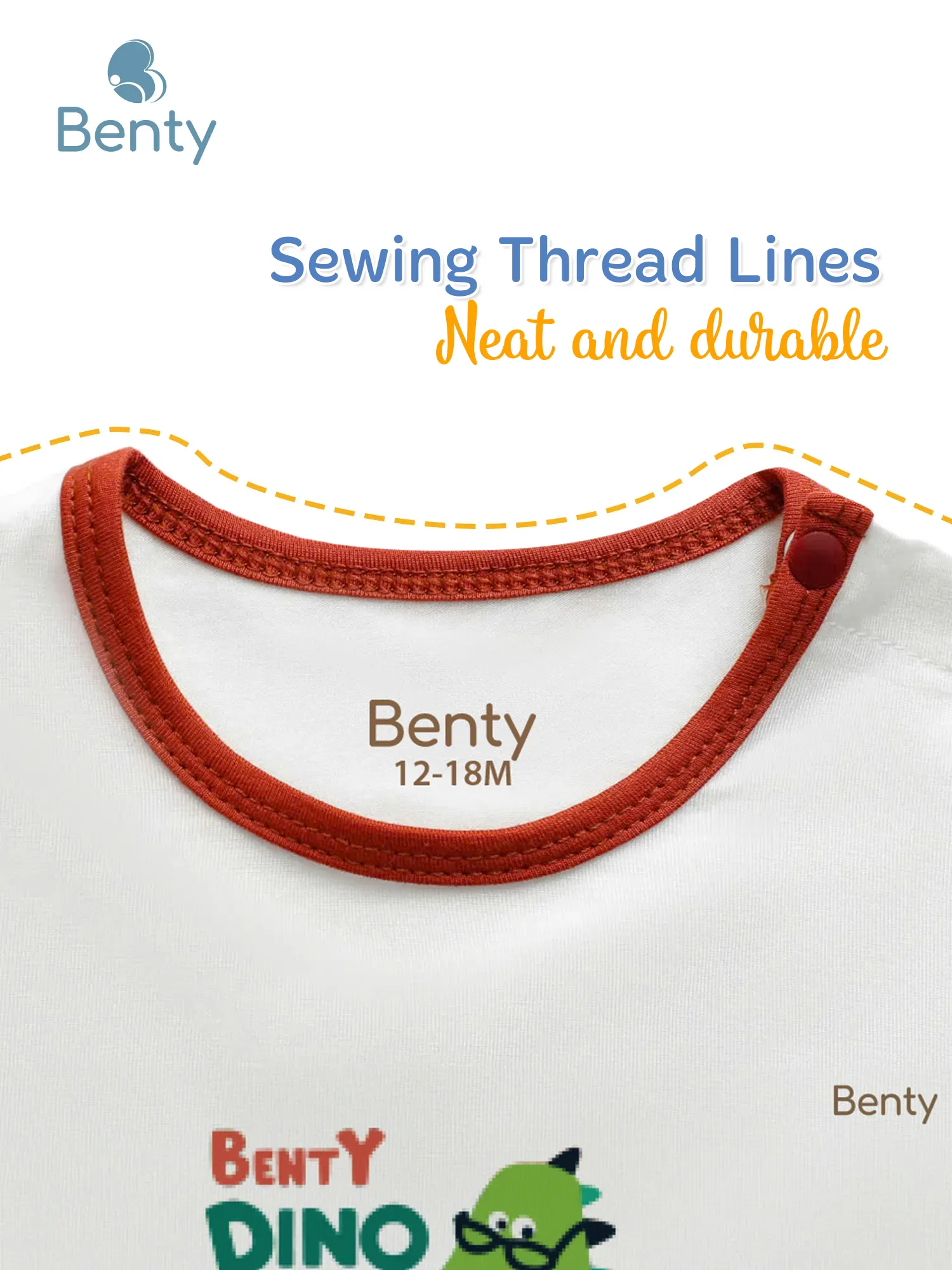 BENTY BT051 dinosaur print shoulder button set, soft and smooth fabric