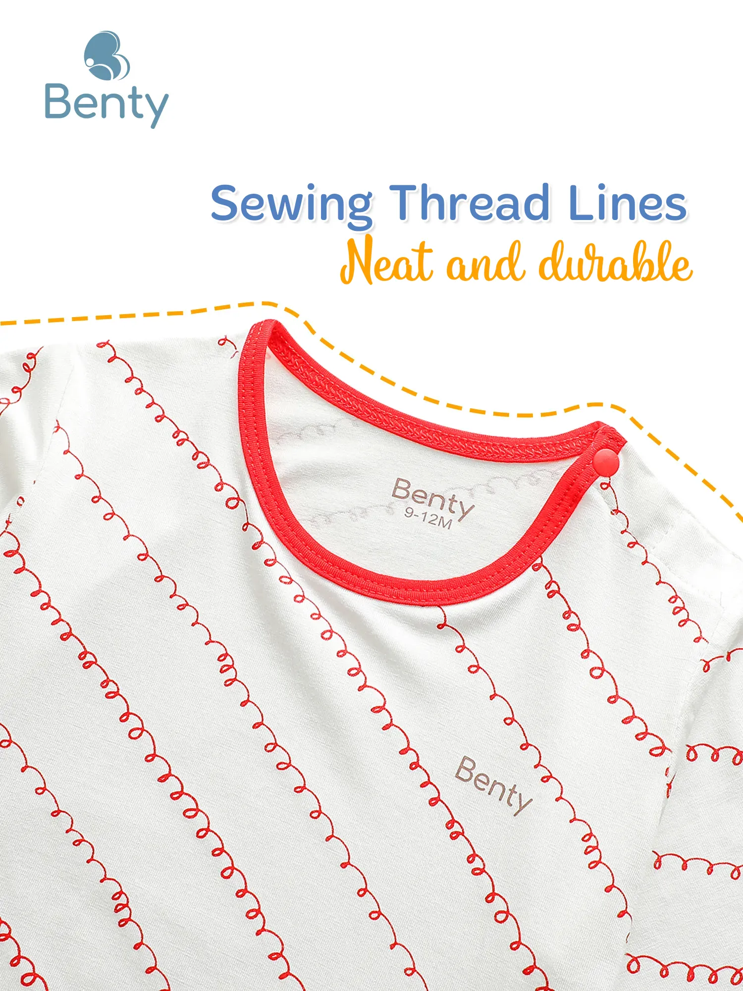 BENTY soft shoulder-romper with trimmed pattern details