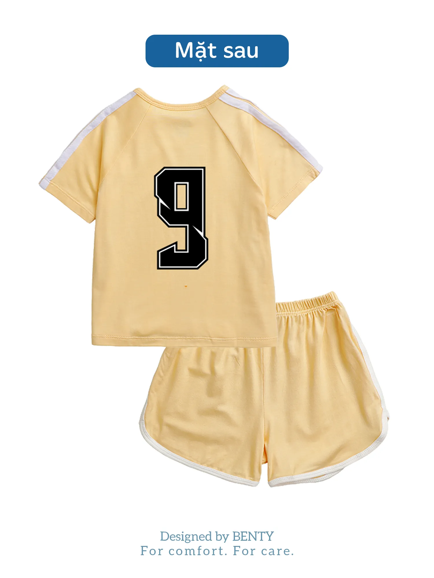 BENTY number 9 sporty button short sleeve set in black