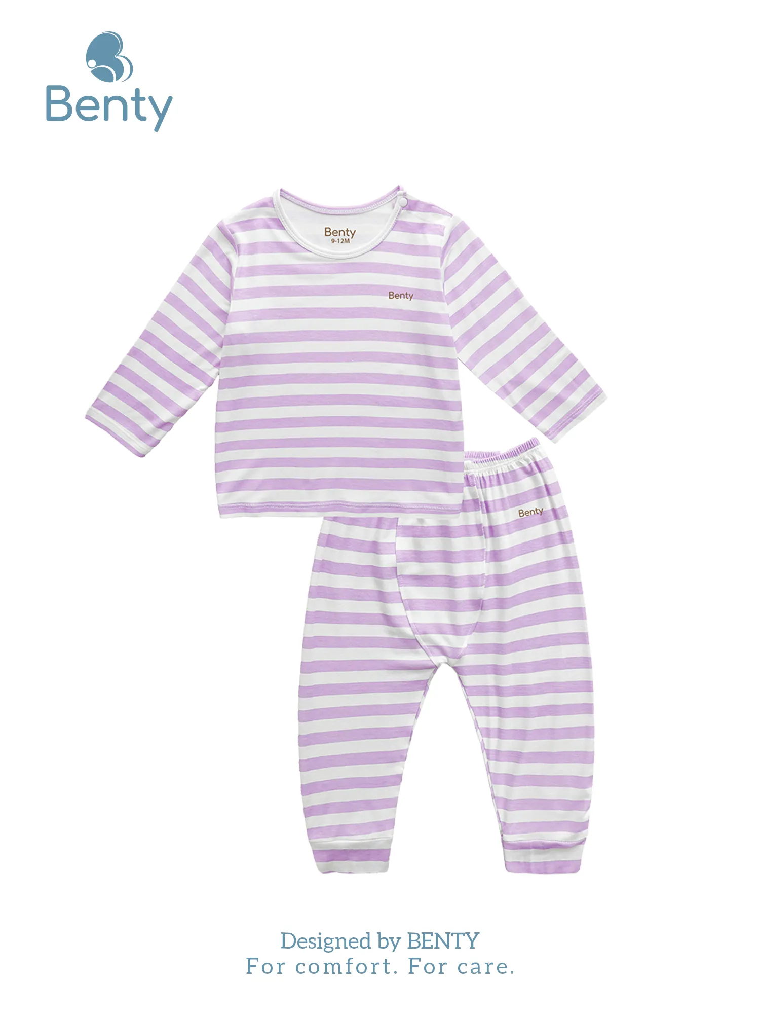 BENTY long set with shoulder buttons and large stripes