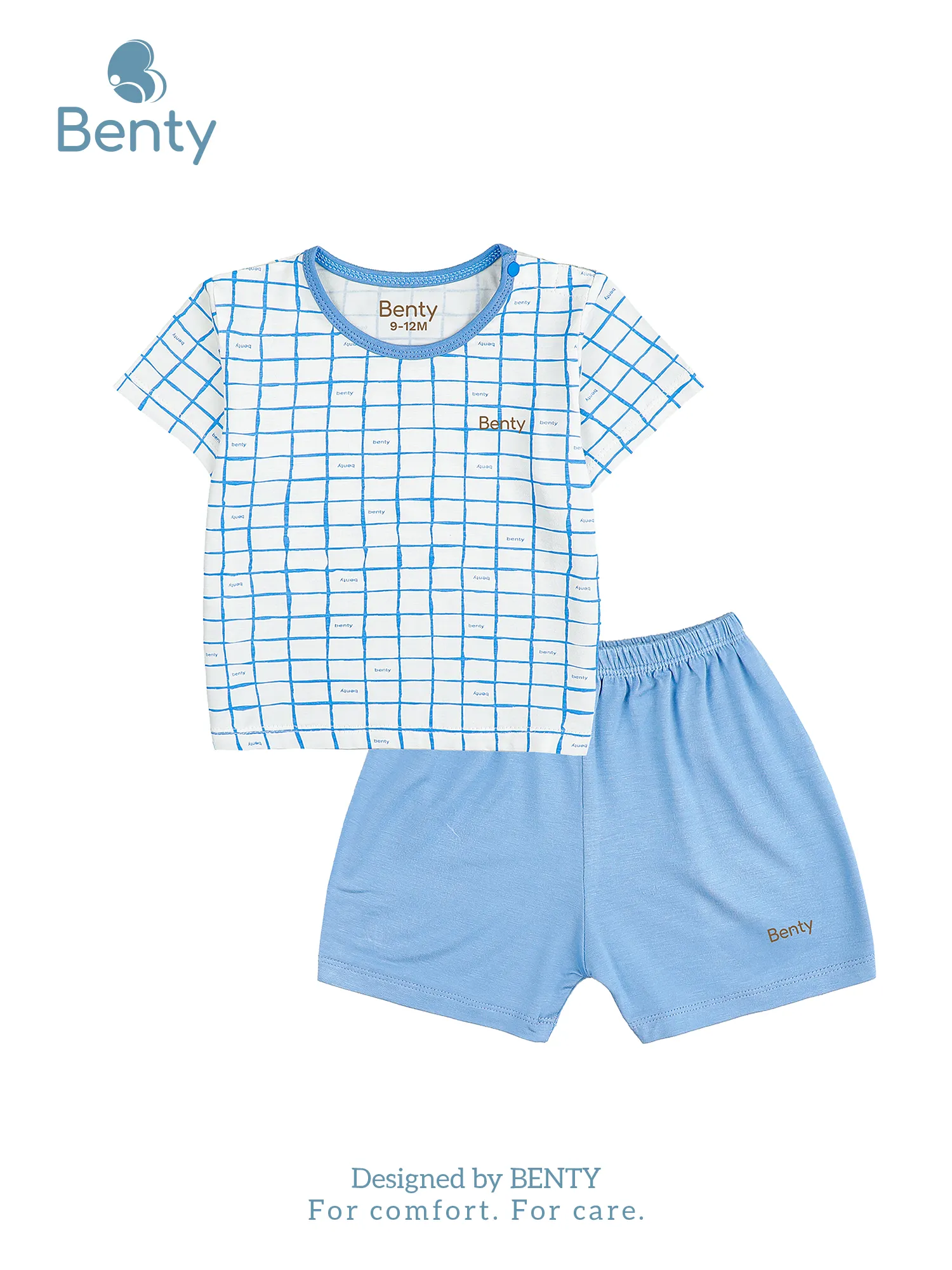 Bộ cộc tay cài vai phối caro BENTY dễ thương, thoáng mát