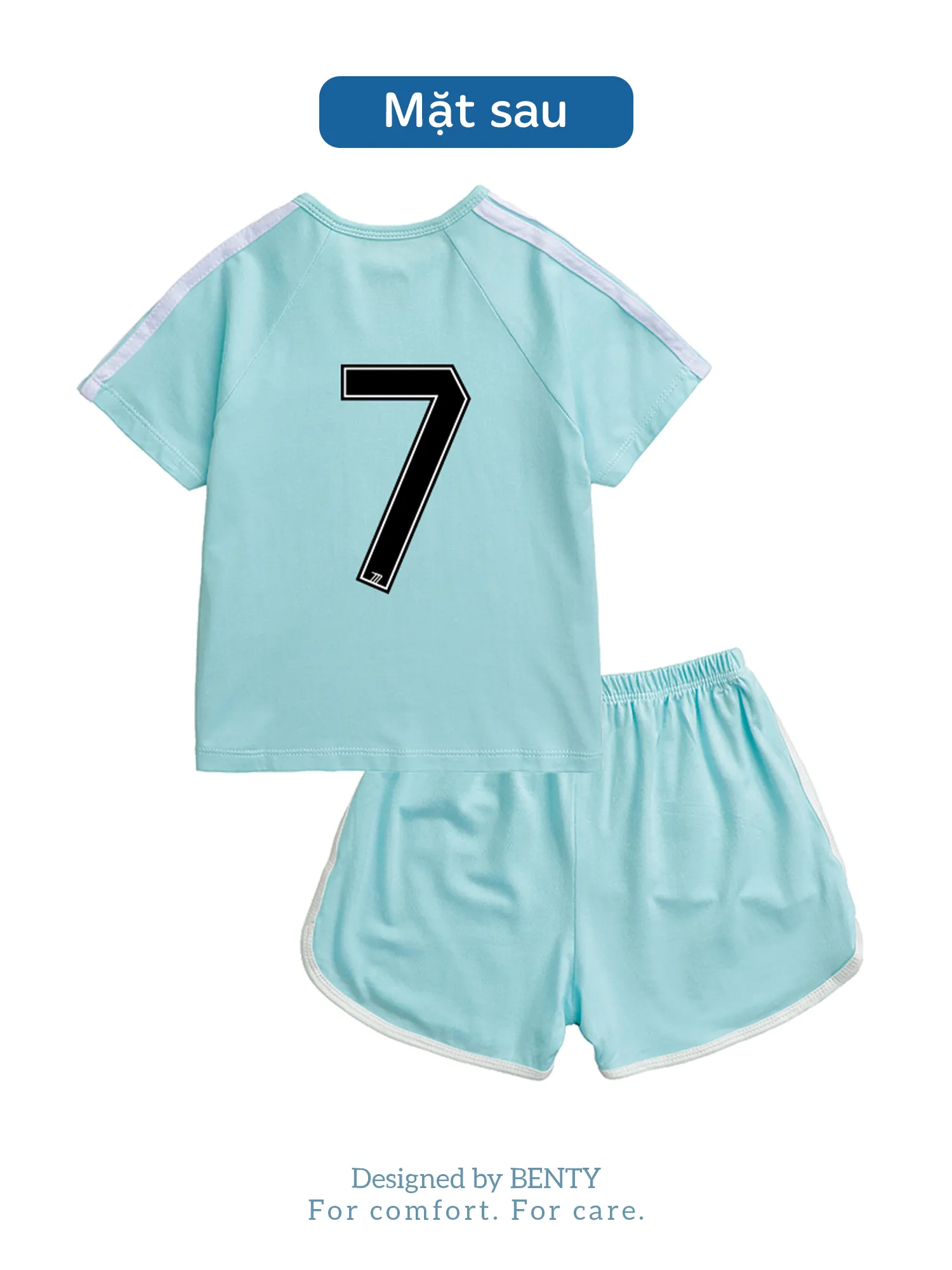 BENTY number 7 sporty short sleeve cross button set, premium fabric