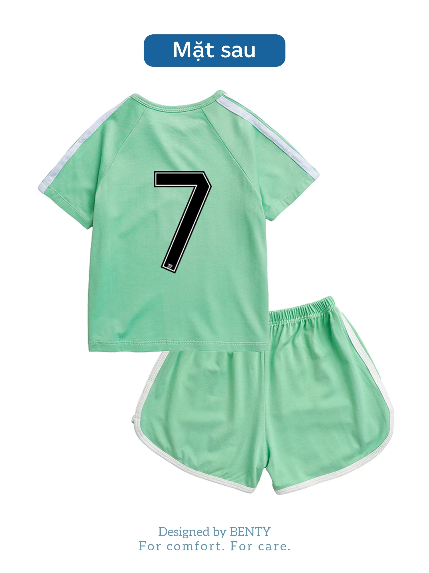 BENTY number 7 sporty short sleeve cross button set, premium fabric