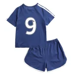 BENTY number 9 sporty button short sleeve set in white, stylish