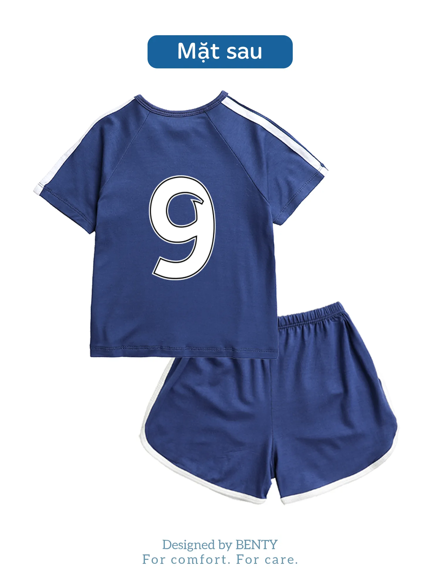 BENTY number 9 sporty button short sleeve set in white, stylish