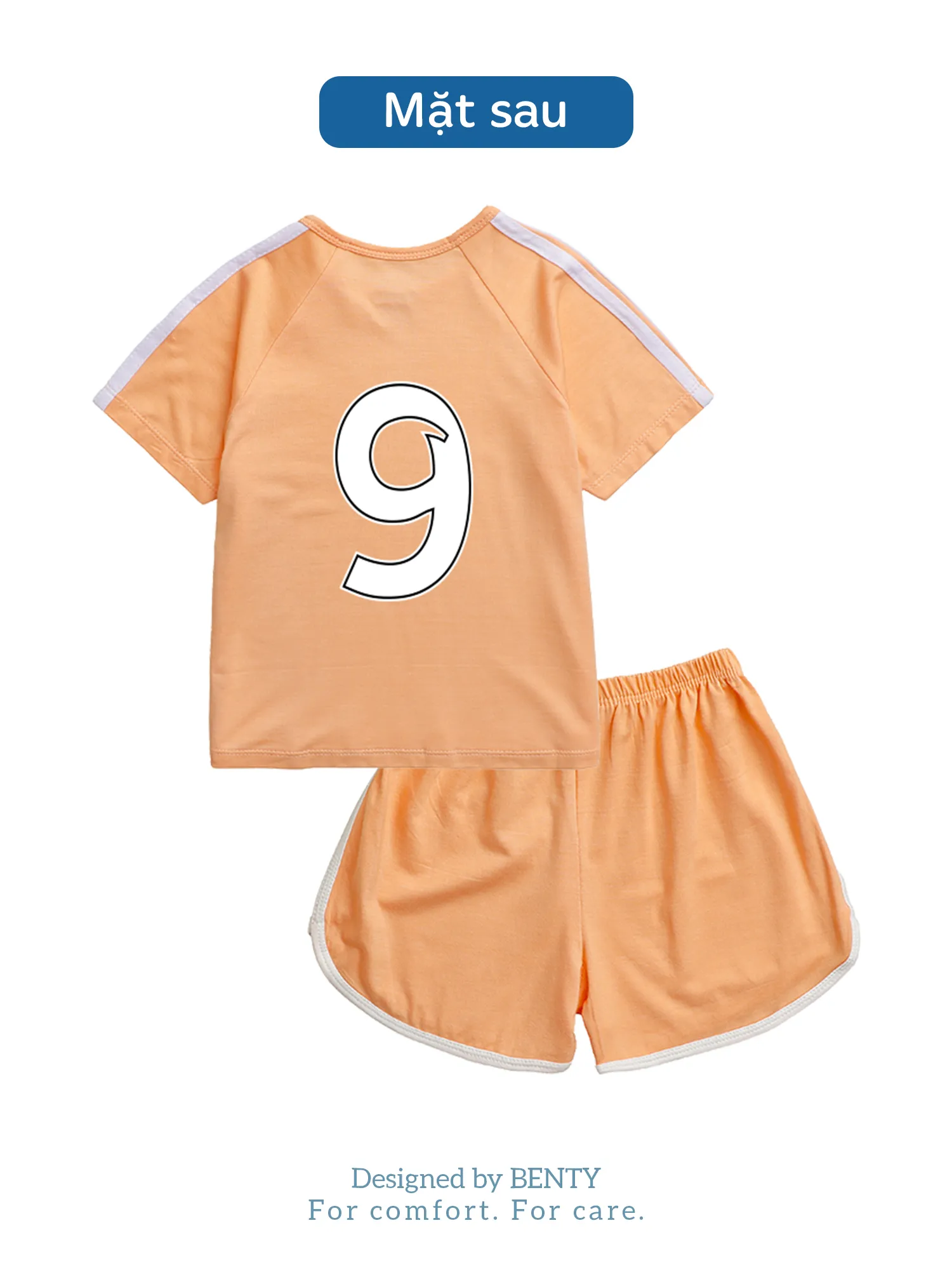 BENTY number 9 sporty button short sleeve set in white, stylish
