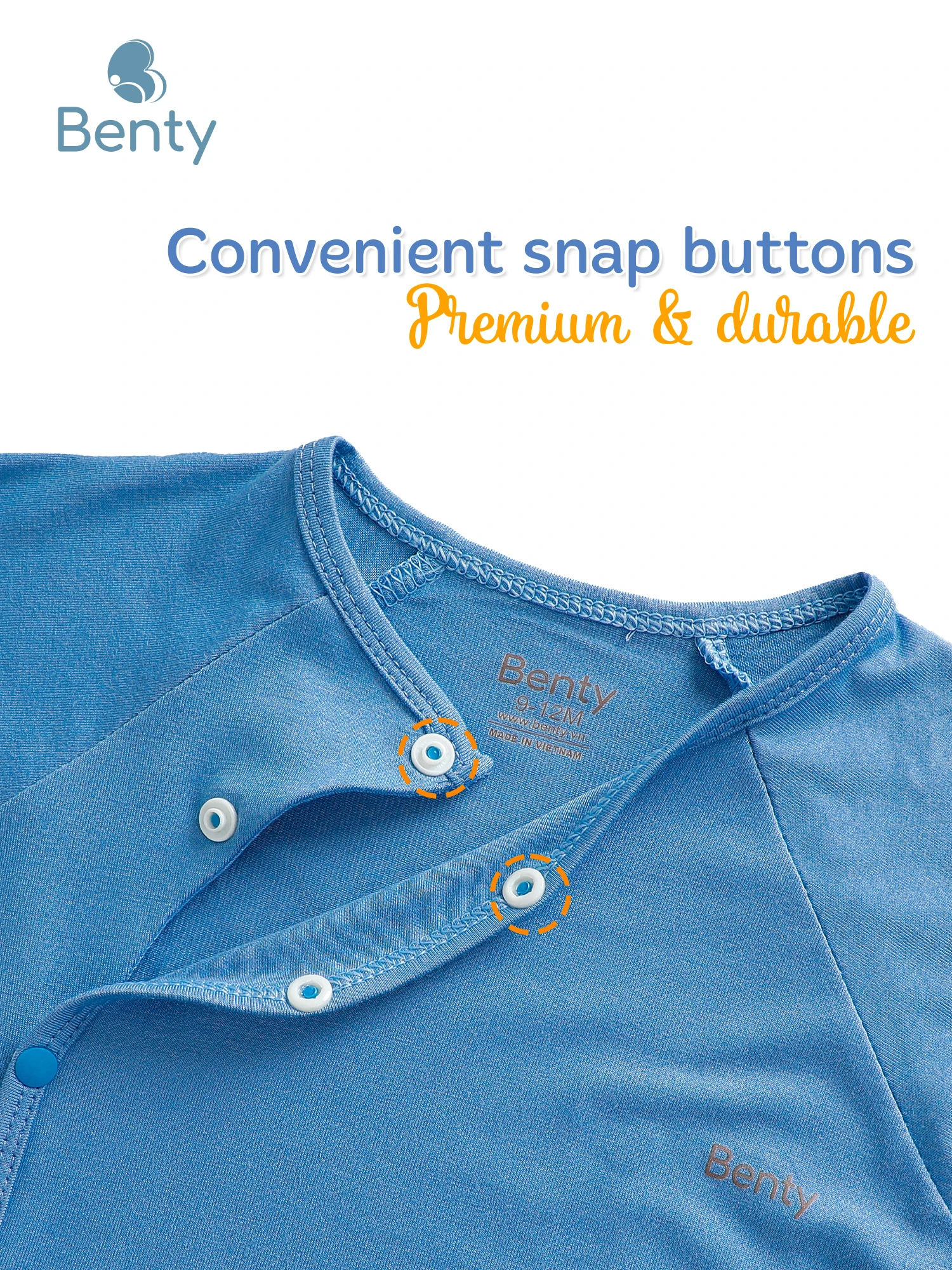 BENTY premium soft plain long-sleeve snap set for kid