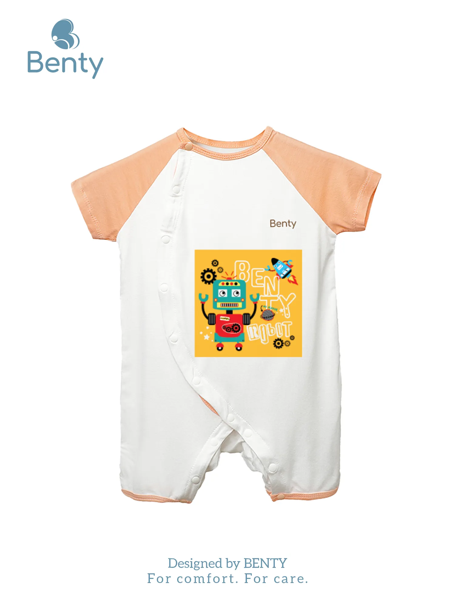 Body cộc cài lệch BT046 in hình robot BENTY, chất vải By Rayon