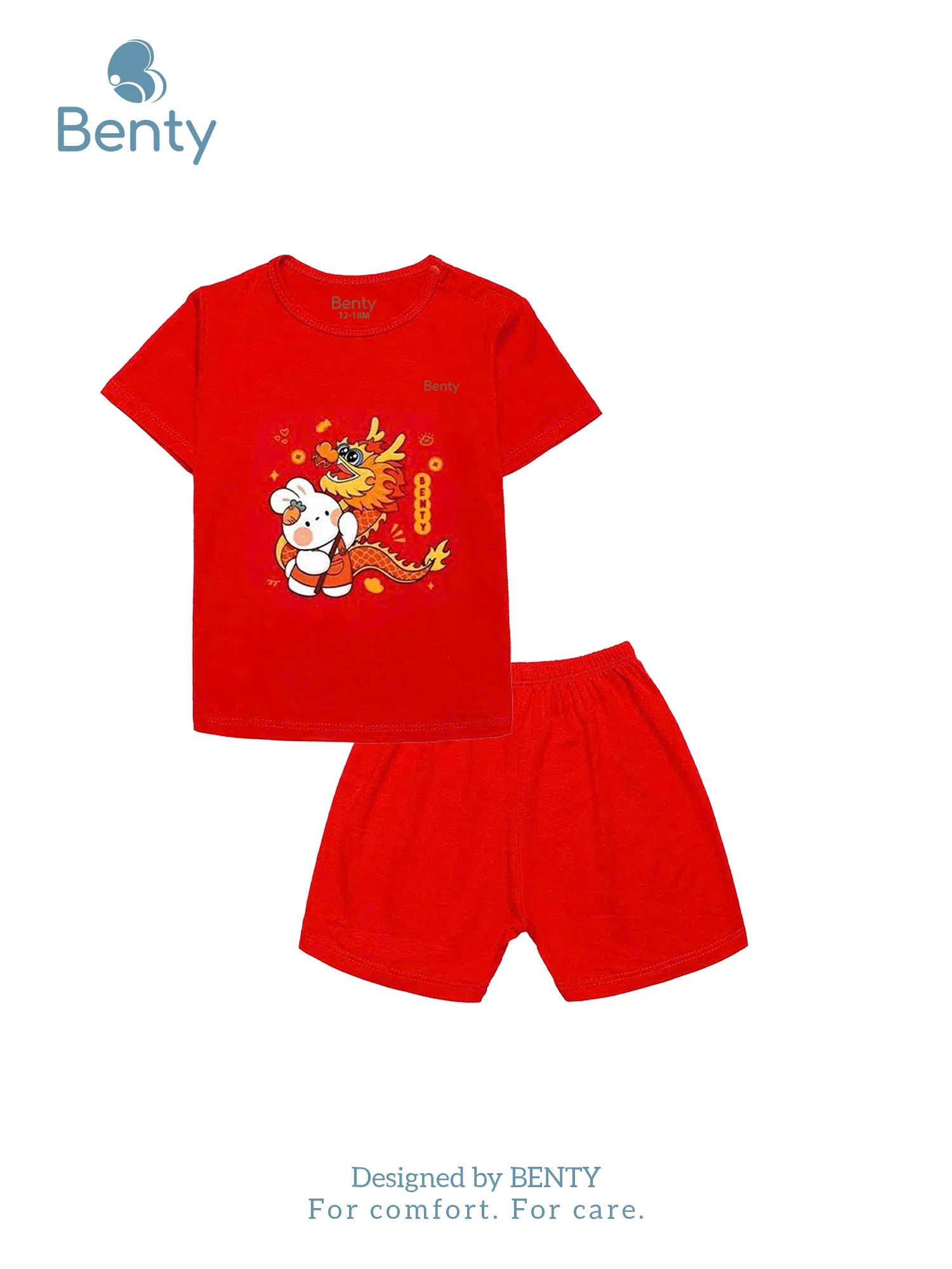 Bộ cộc tay cài vai BT067 in rồng BENTY,đồ bộ bé cao cấp