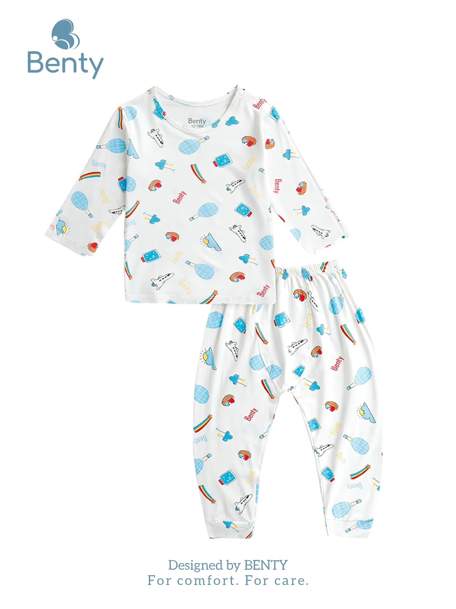 Dài tay cài vai full họa tiết BENTY đồ bộ trẻ em đi chơi