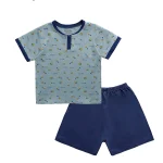 Bộ cộc tay cổ trụ họa tiết BENTY, sang trọng cho bé trai, bé gái