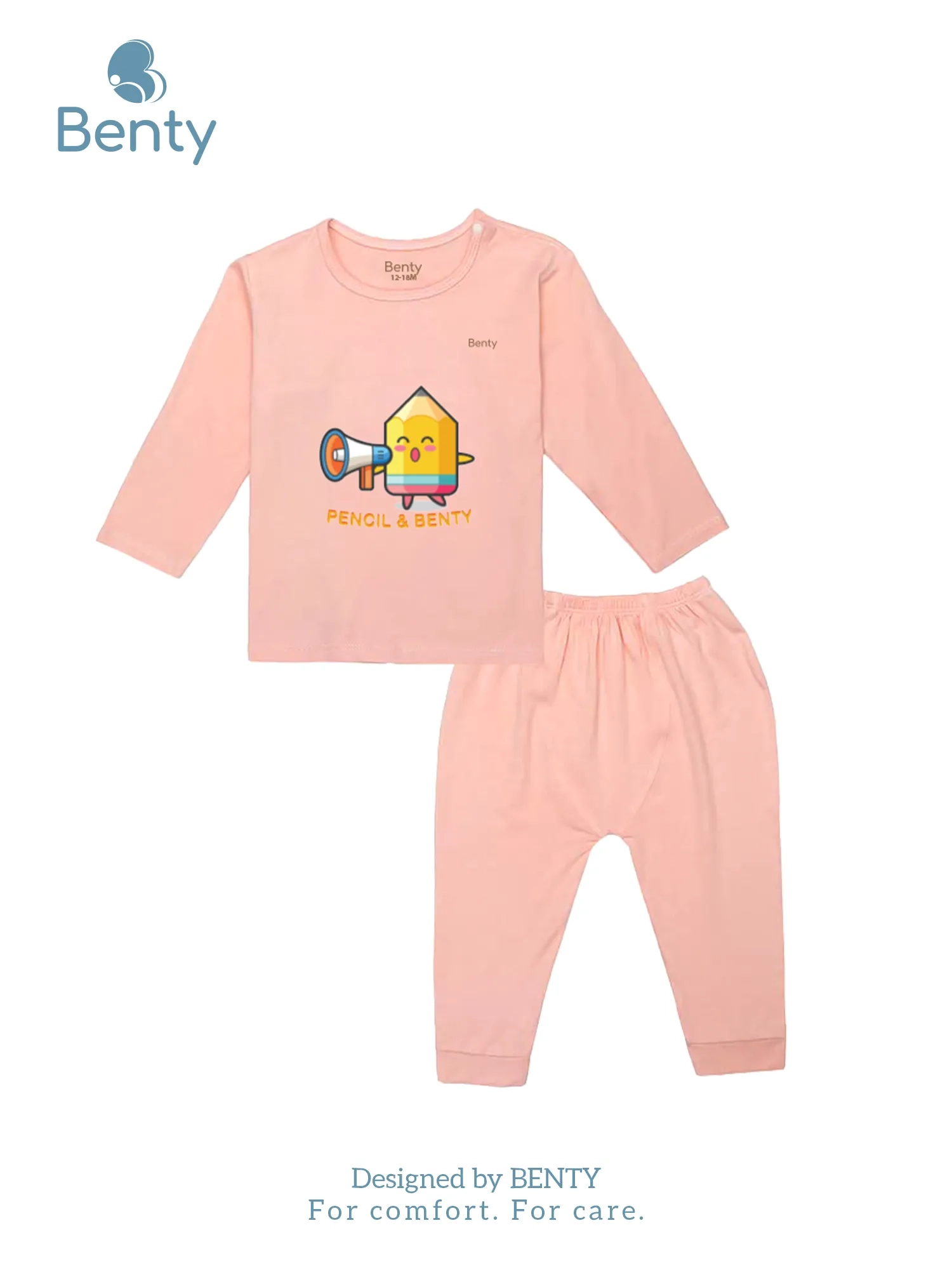 BENTY BT030 Baby Long-Sleeve Shoulder-Snap Set