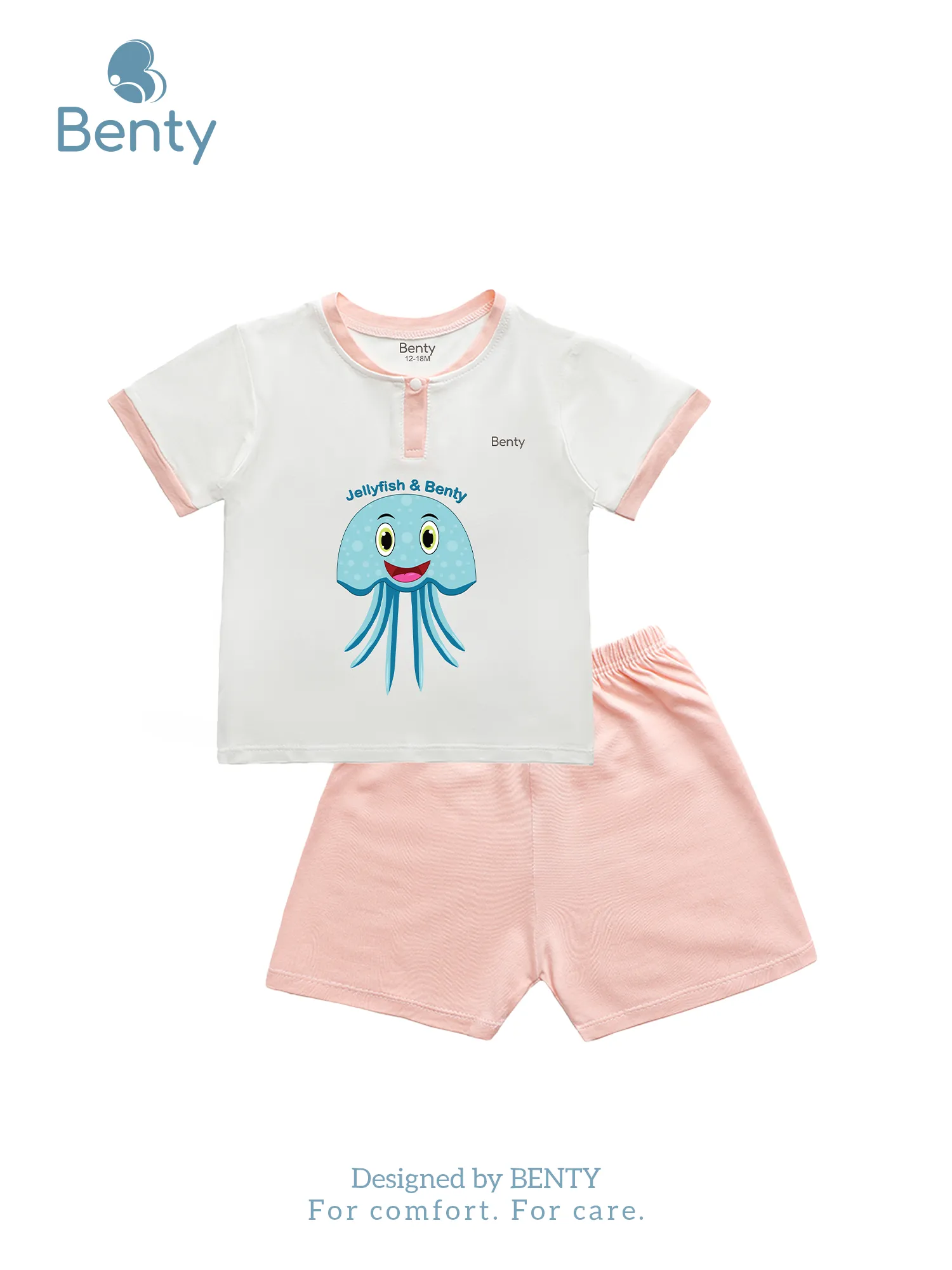 Bộ cộc tay cổ trụ in BT040 BENTY dễ thương, chất mềm mát