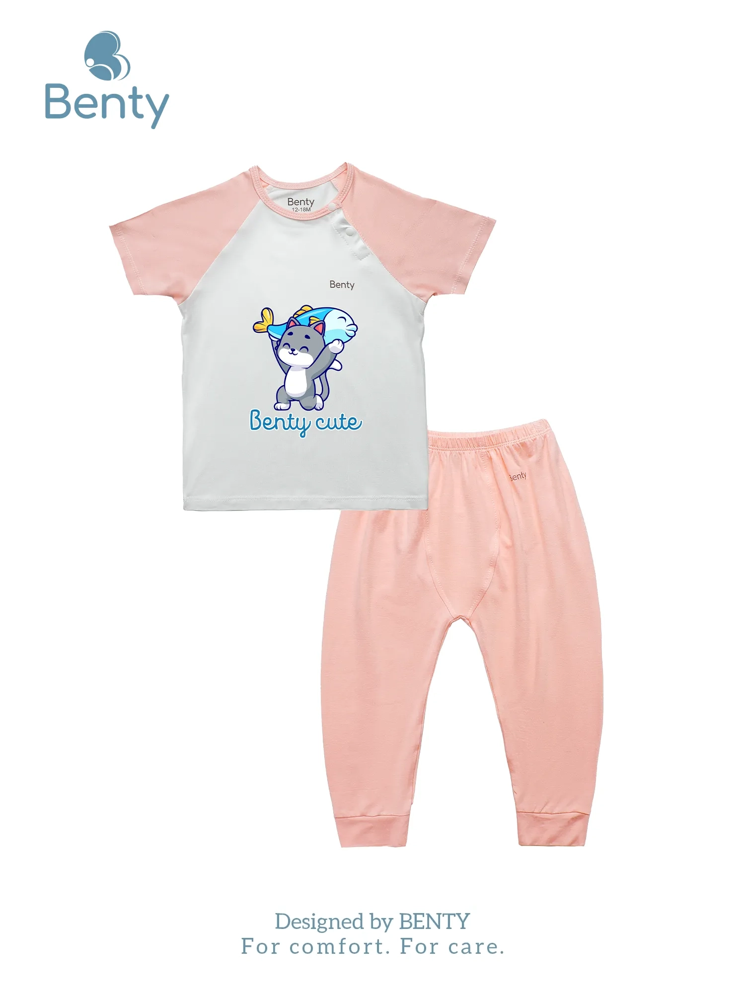 BENTY BT106 short sleeve top and long pants set cross button