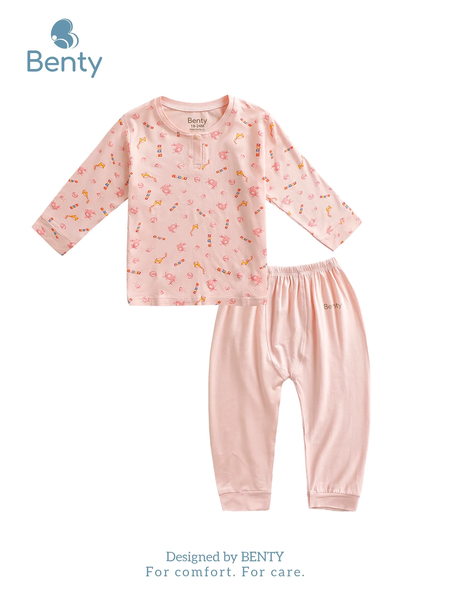 BENTY soft and smooth long-sleeve patterned polo set