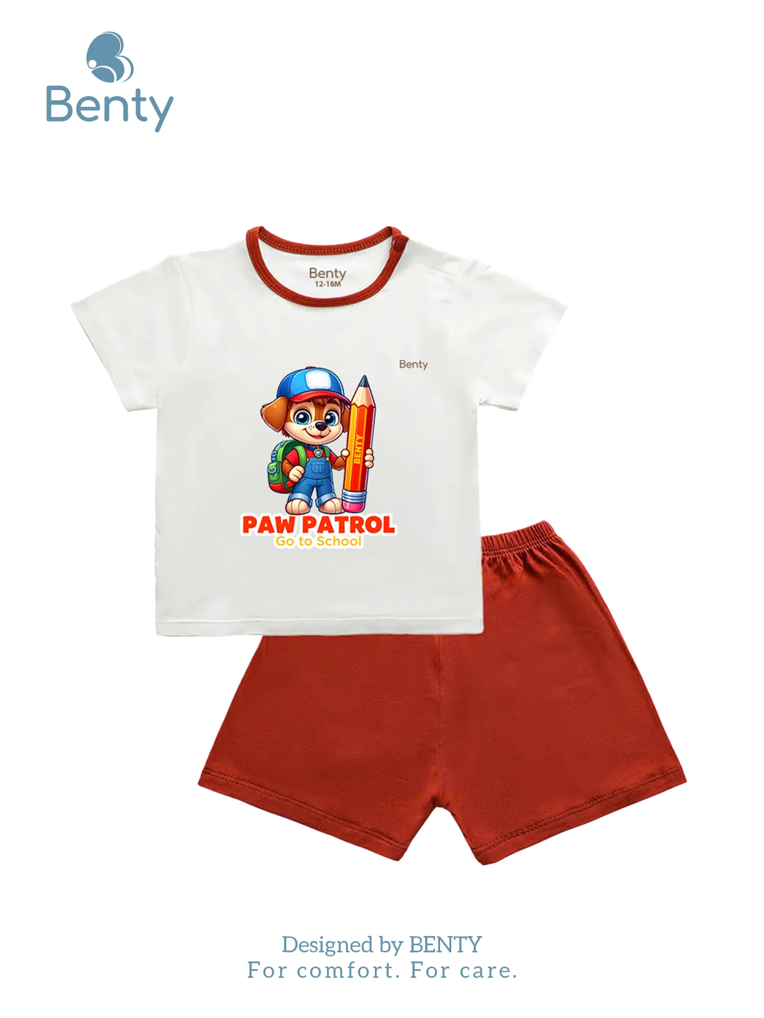 Bộ cộc tay cài vai viền in Paw BT112 BENTY, đồ trẻ em cao cấp