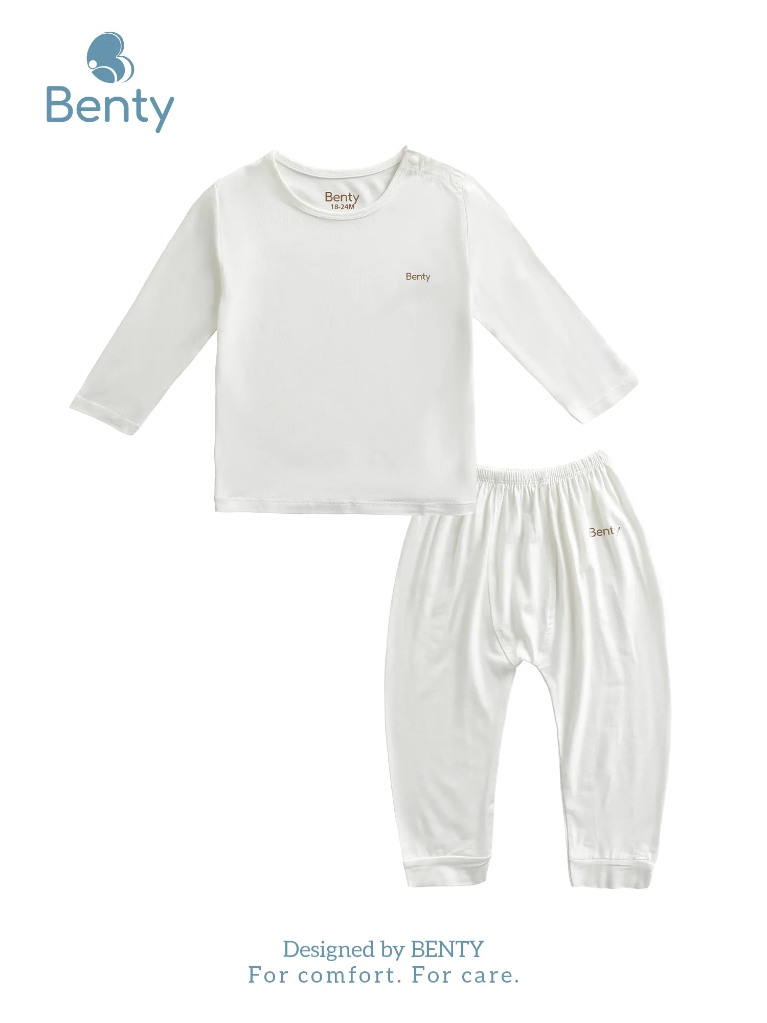 BENTY long plain outfit with shoulder buttons for kids