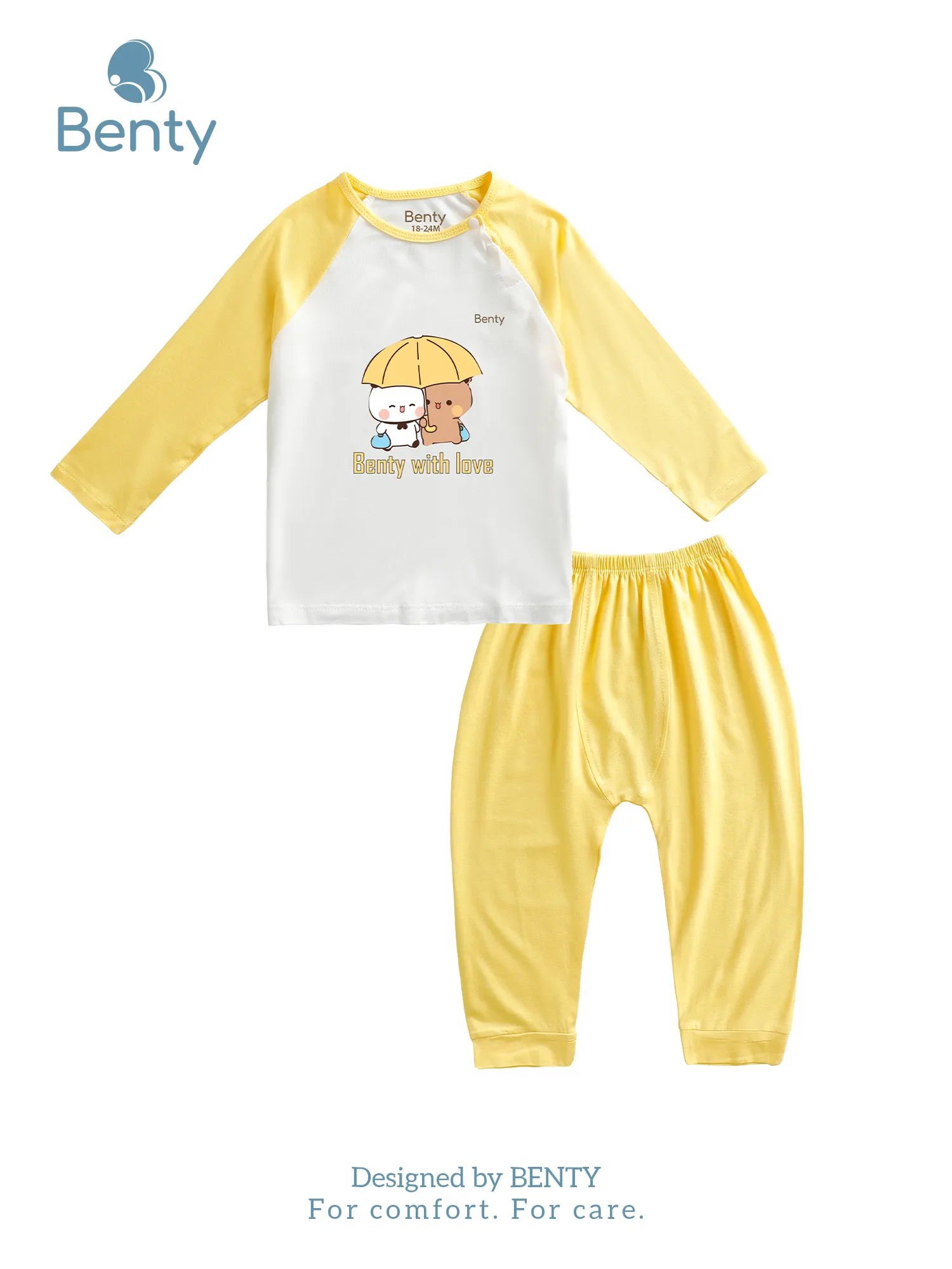 Dài tay cài chéo in gấu BT022 BENTY đồ bộ cho bé cao cấp