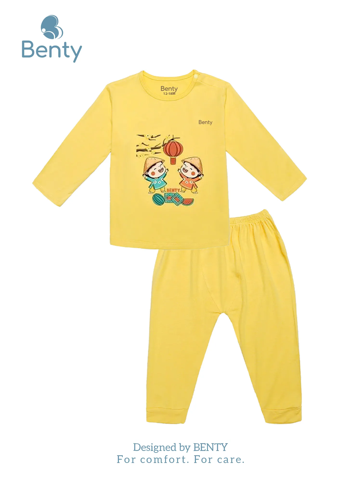 BENTY BT066 Baby Long-Sleeve Shoulder-Snap Tet Set