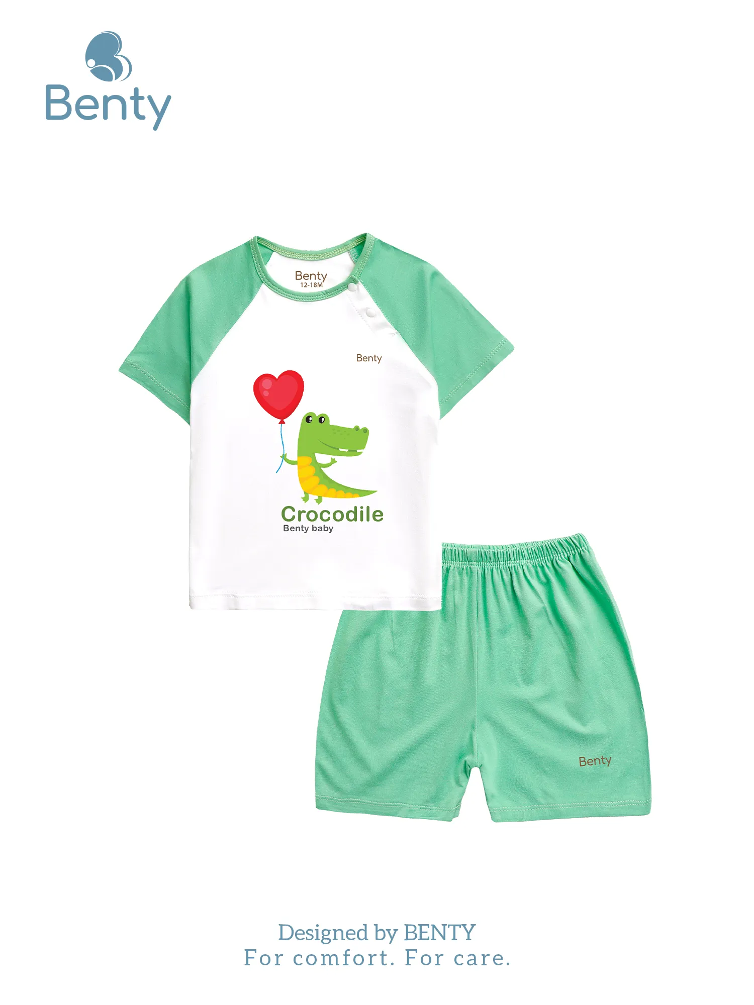 Bộ cộc tay cài chéo in Crocodile BT009 BENTY, chất vải cao cấp