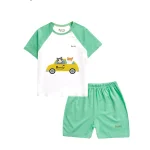 Bộ cộc tay cài chéo in xe BT019, chất vải mềm mịn