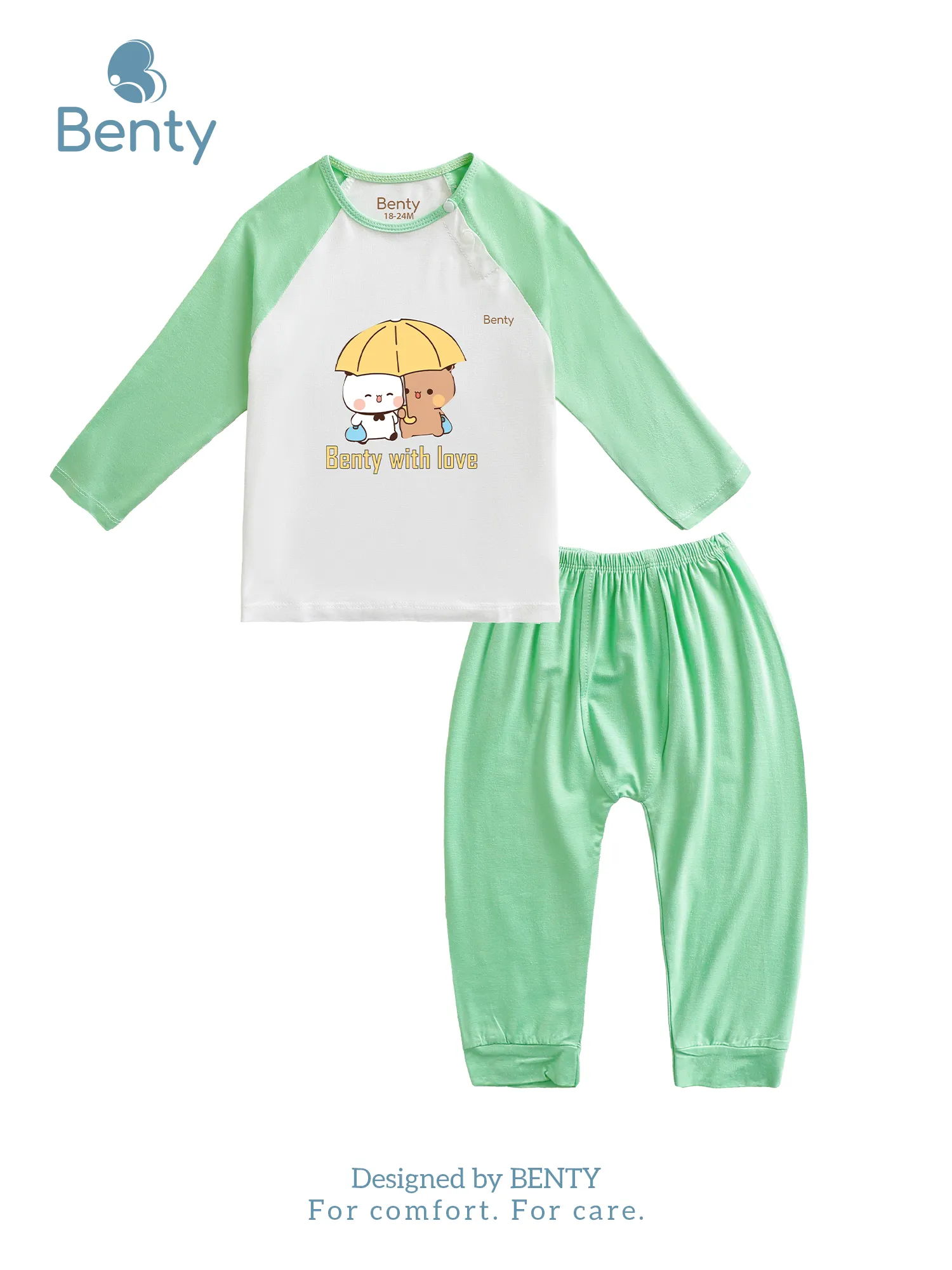 BENTY BT022 Premium Bear-Print Cross-Snap Set for Kids