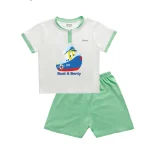 Bộ cộc tay cổ trụ in thuyền BT037 BENTY, chất liệu thấm hút tốt