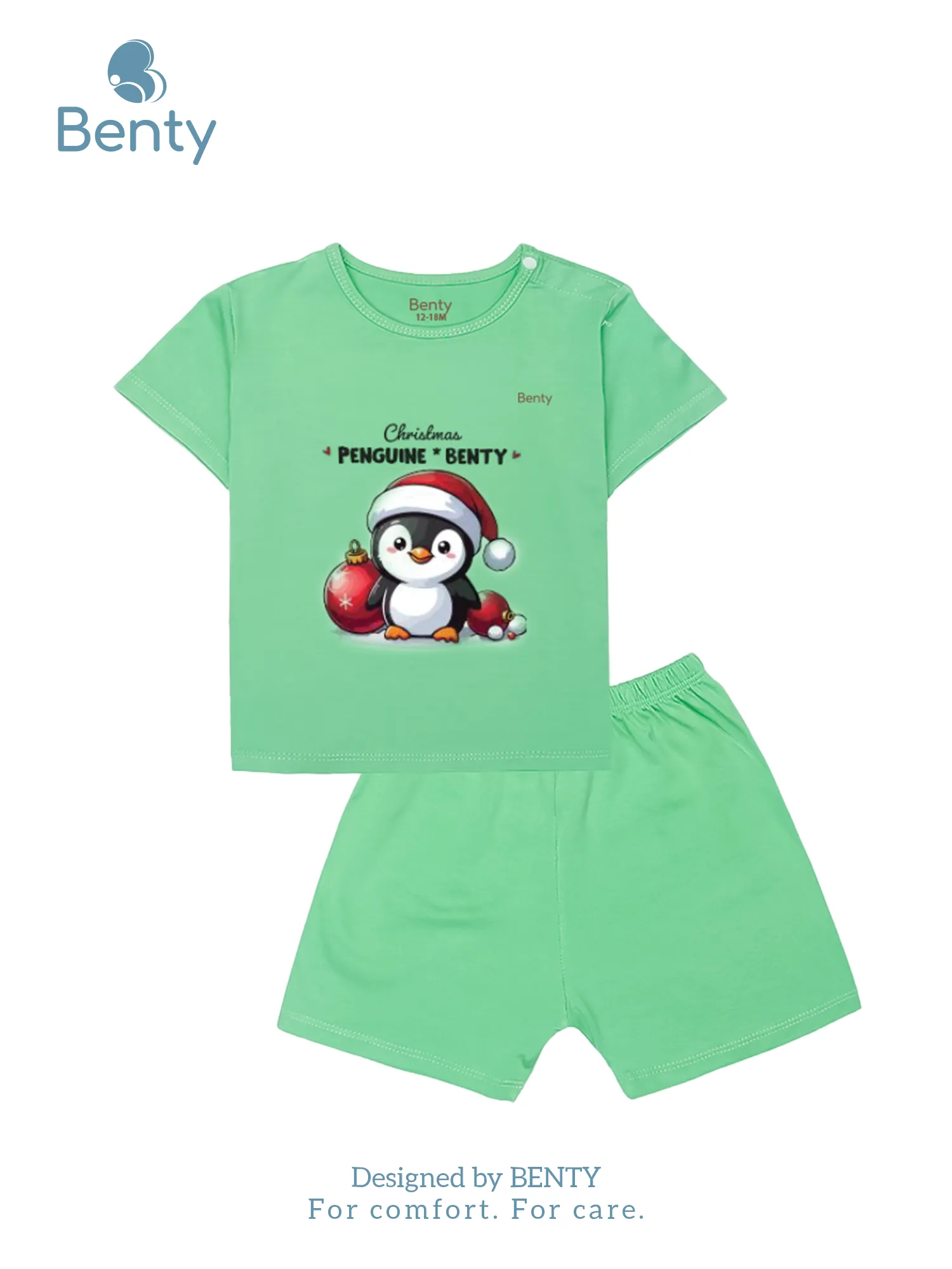 Bộ cộc tay cài vai in hình cánh cụt BENTY BT061, chất cao cấp