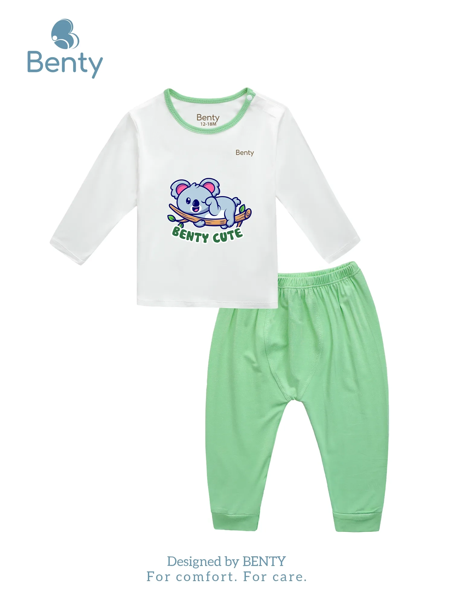 BENTY BT074 Long-Sleeve Shoulder-Snap Set with Trim