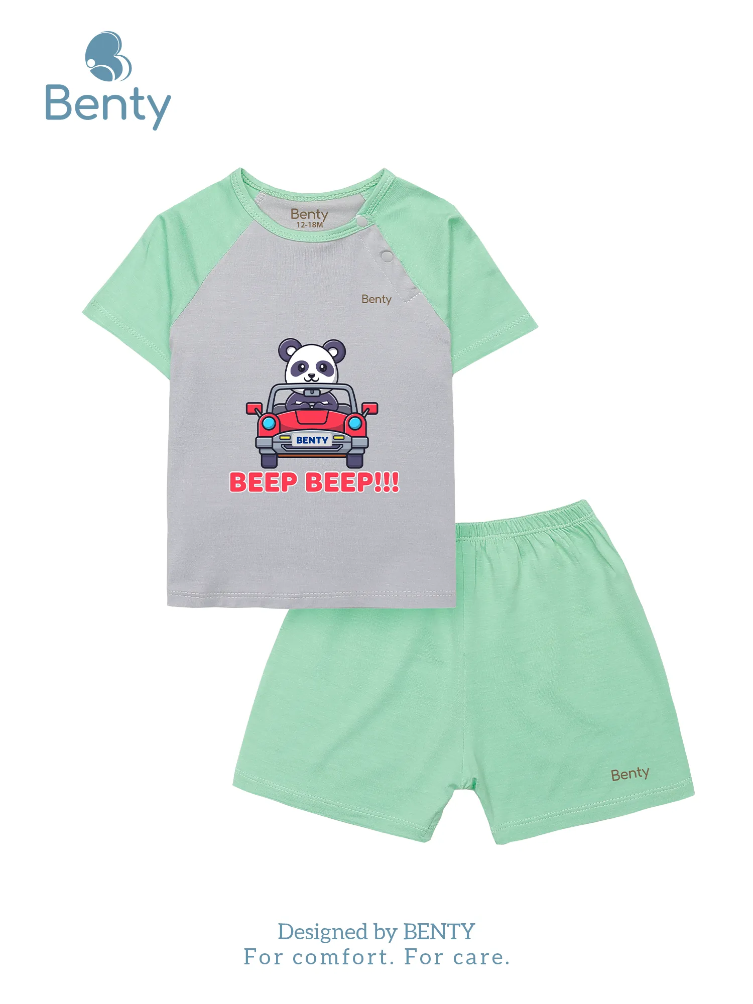 Bộ cộc tay cài chéo in Beep BT084 BENTY,chất mát cho bé