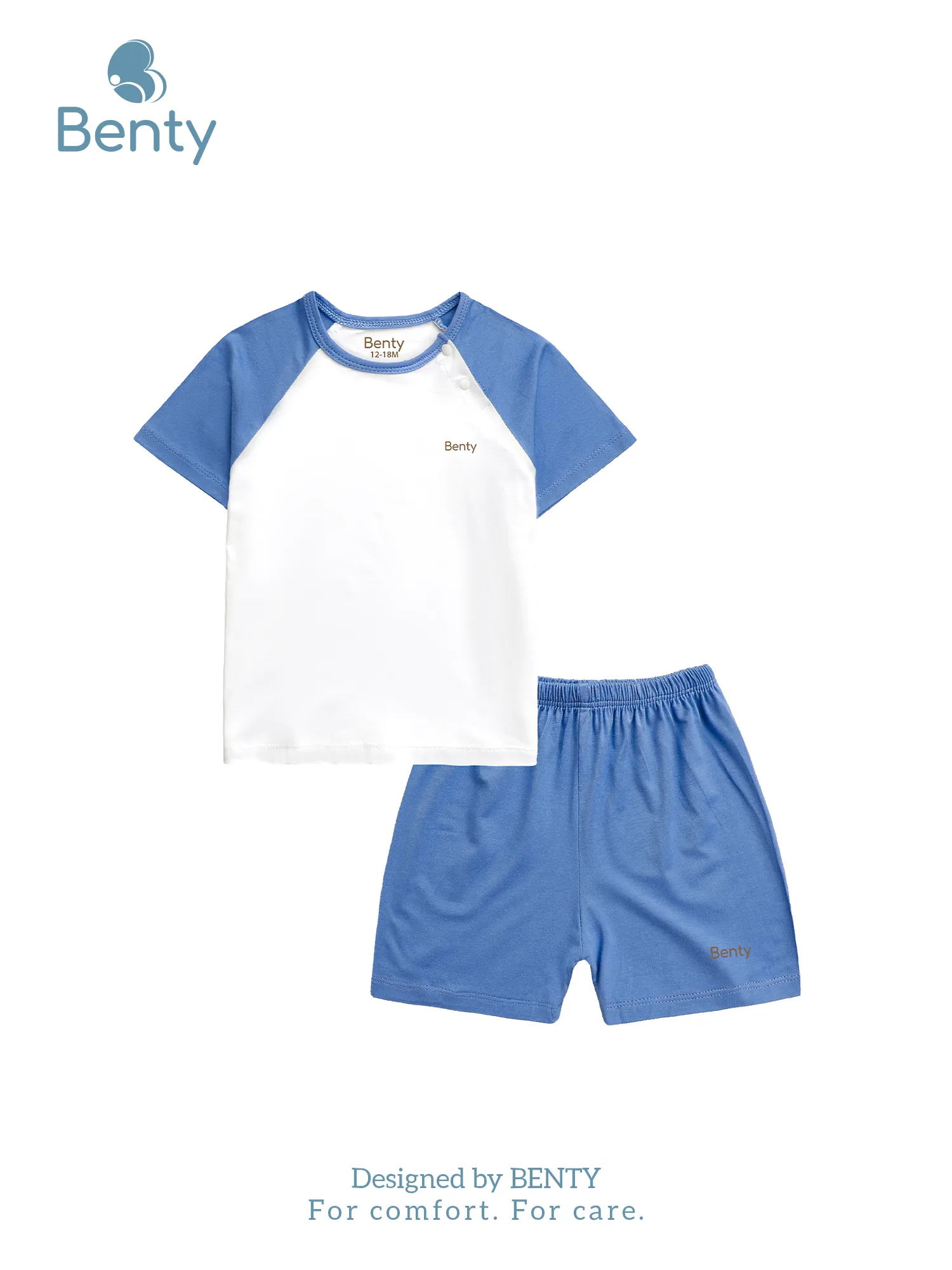 Bộ cộc tay cài chéo trơn nền trắng BENTY, basic cho bé