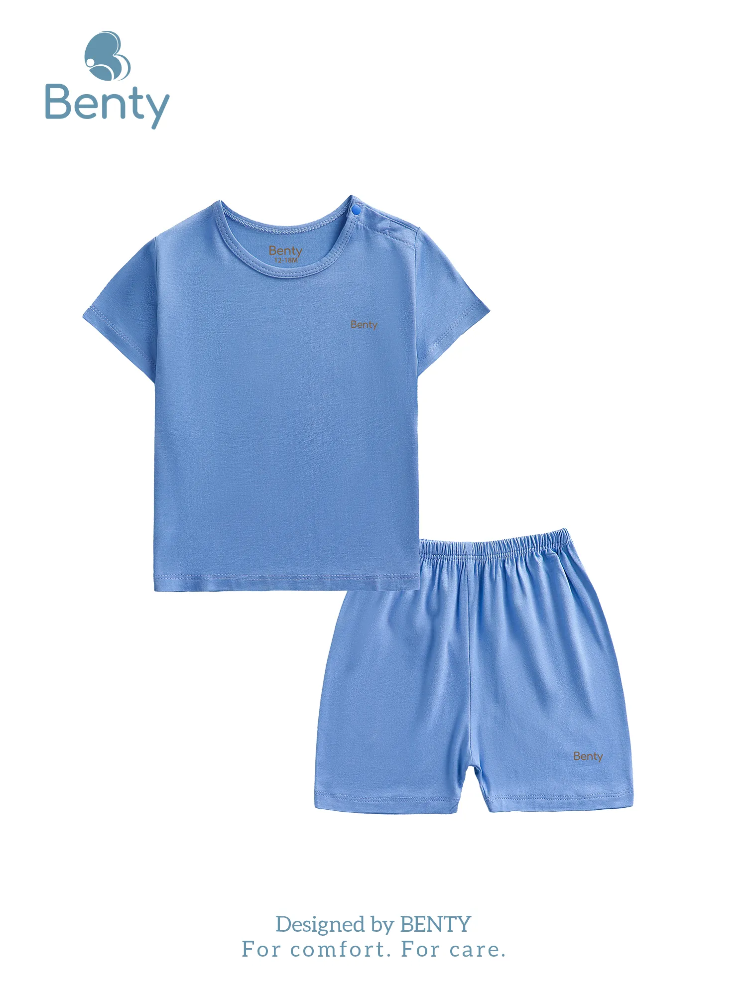 Bộ cộc tay cài vai trơn basic BENTY, thiết kế tiện lợi cho bé