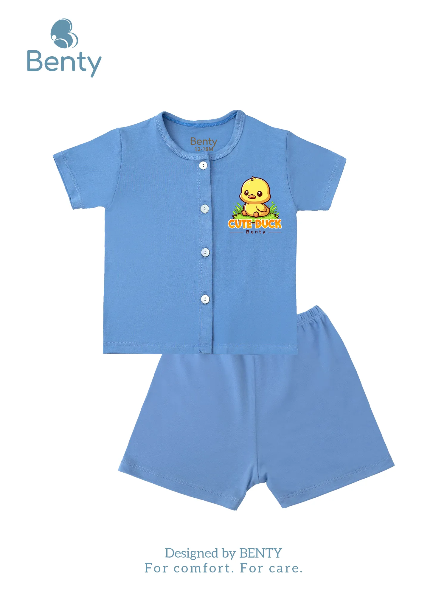 Bộ cộc tay cài thẳng in vịt BT109 BENTY,đồ bộ bé mặc nhà