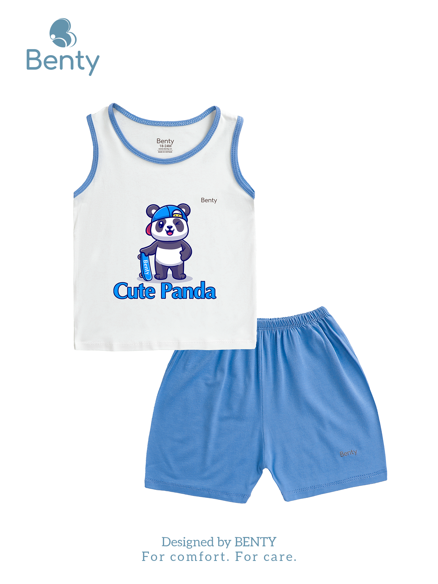 BENTY BT101 tank top set printed Panda-trimmed outfit