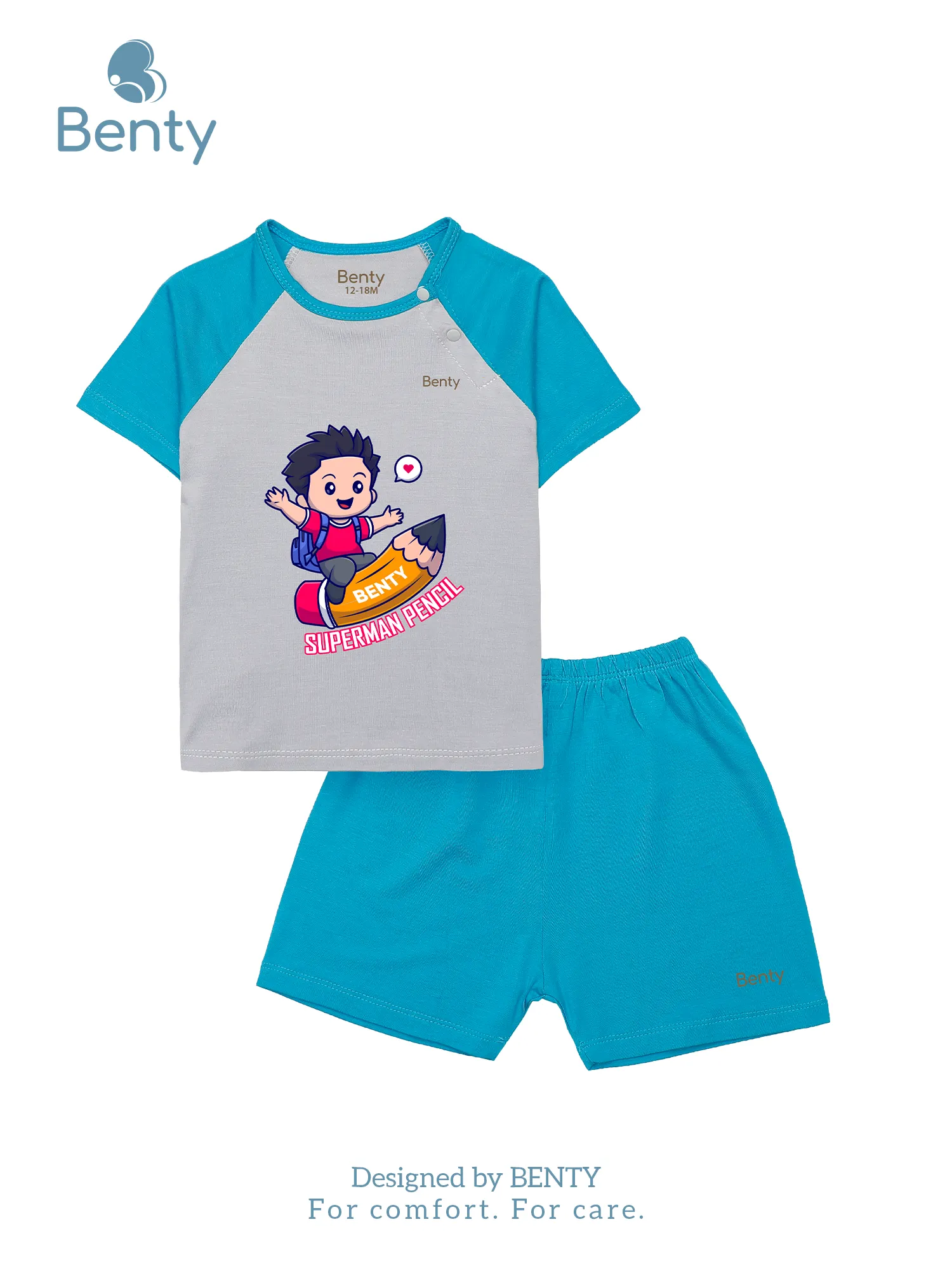 BENTY BT082 printed short sleeve cross button set, premium fabric