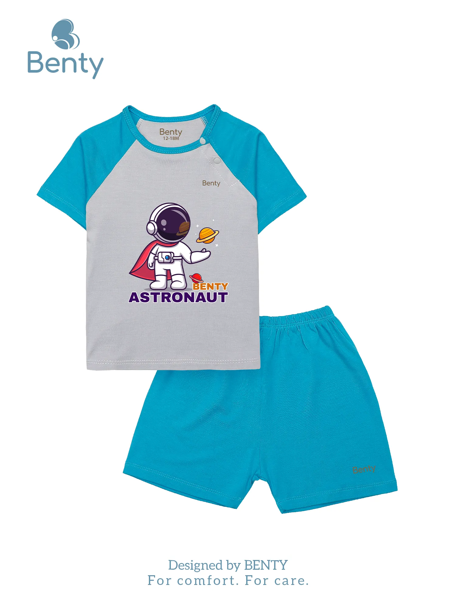 BENTY BT085 printed short sleeve cross button set, kidswear