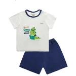 Bộ cộc tay cài vai viền in khủng long BT051 BENTY, chất mềm mịn