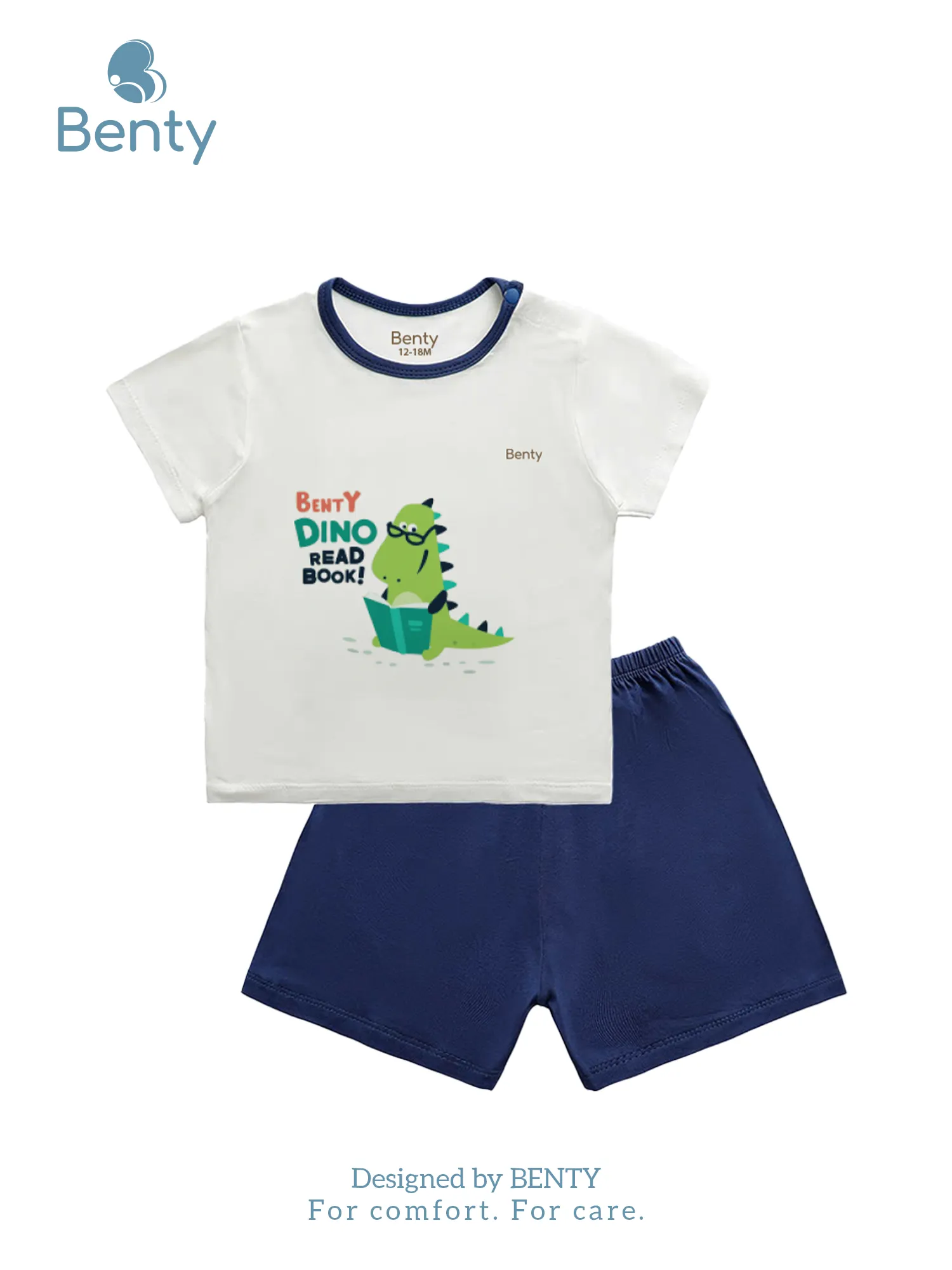 Bộ cộc tay cài vai viền in khủng long BT051 BENTY, chất mềm mịn