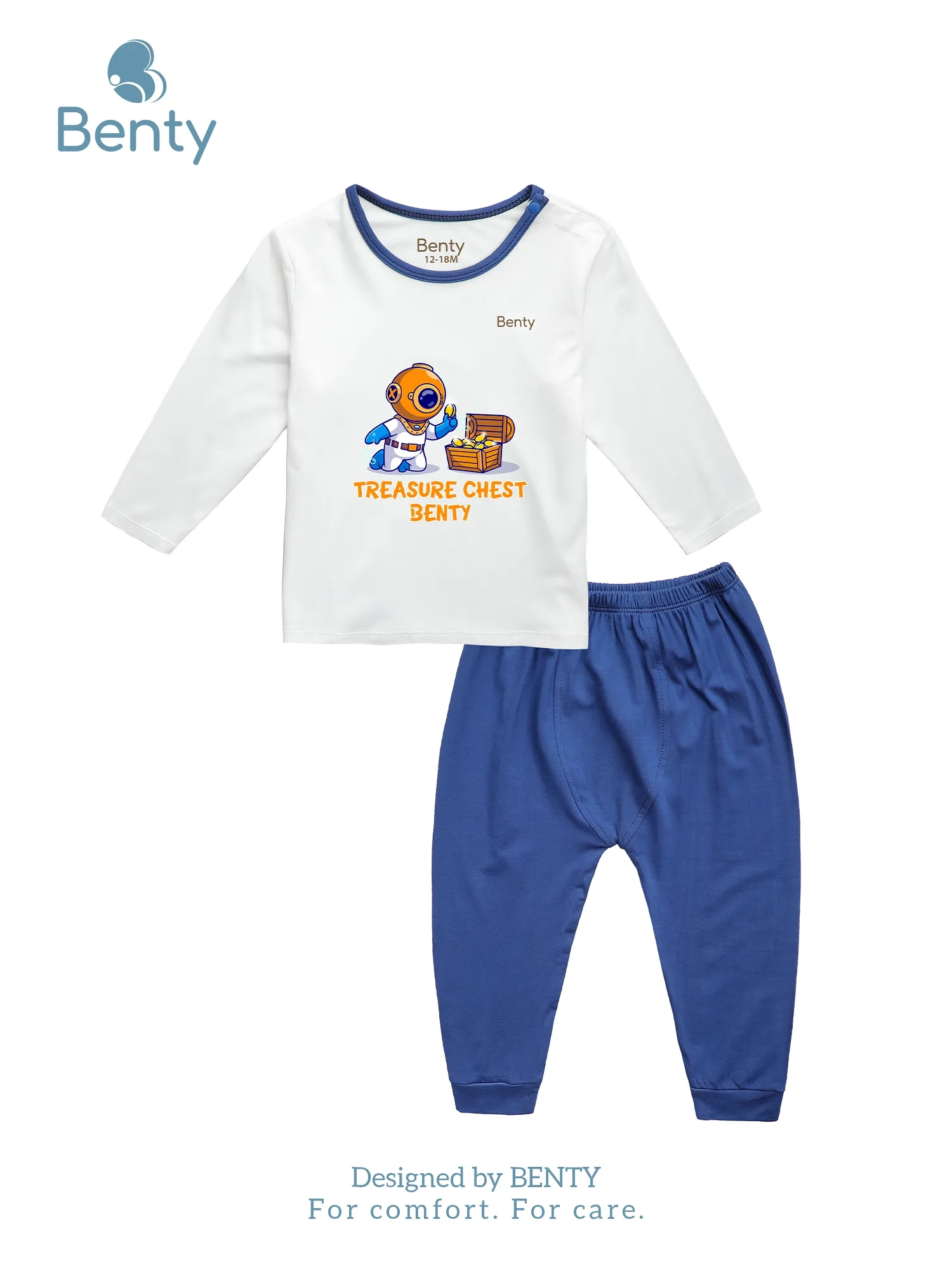 BENTY BT076 Long-Sleeve Shoulder-Snap Set with Trim