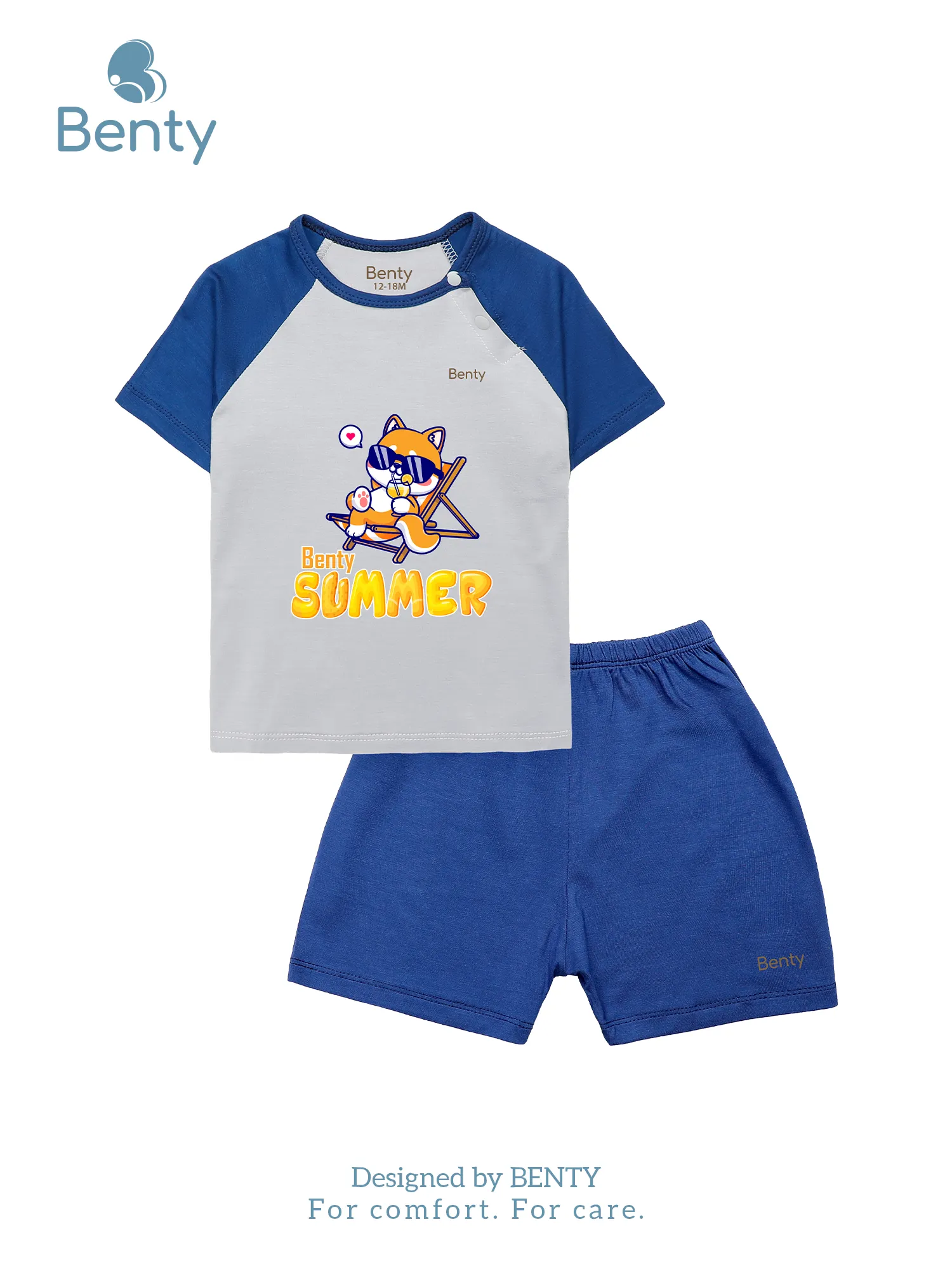 Bộ cộc tay cài chéo in Summer BT083 BENTY, đồ bộ cho bé