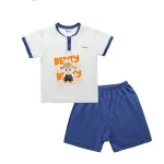 Bộ cộc tay cổ trụ BENTY in BT110, bộ quần áo cho bé mặc điều hòa