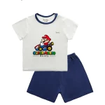 Bộ cộc tay cài vai viền in Mario BENTY BT111, chất mềm mát