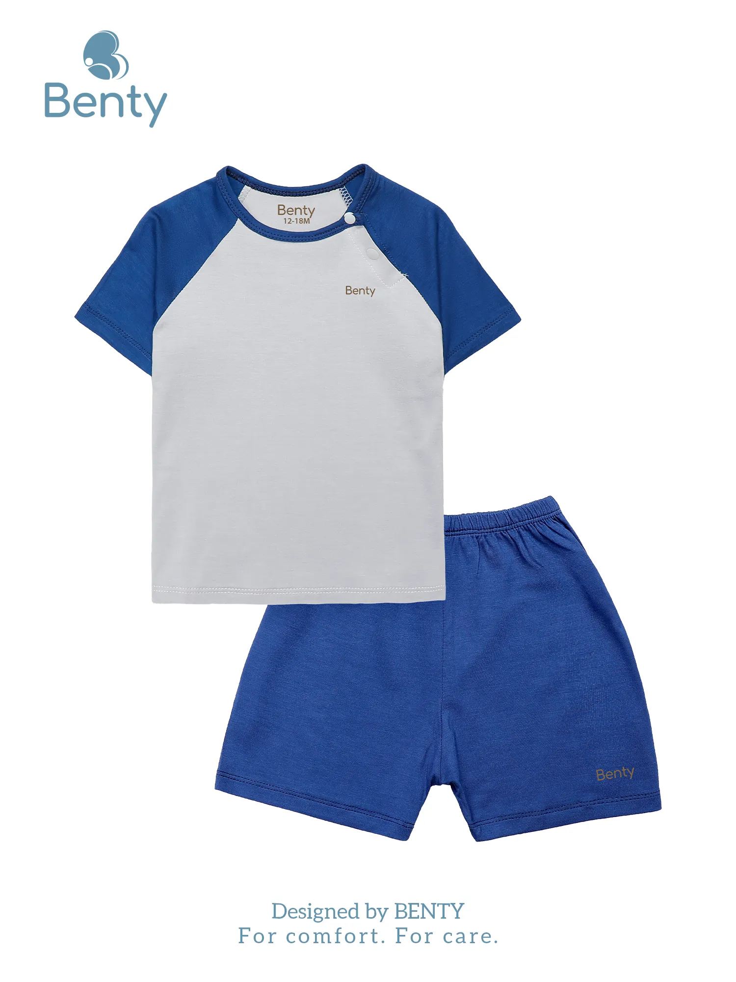 Bộ cộc tay cài chéo trơn nền xám BENTY, basic cho bé