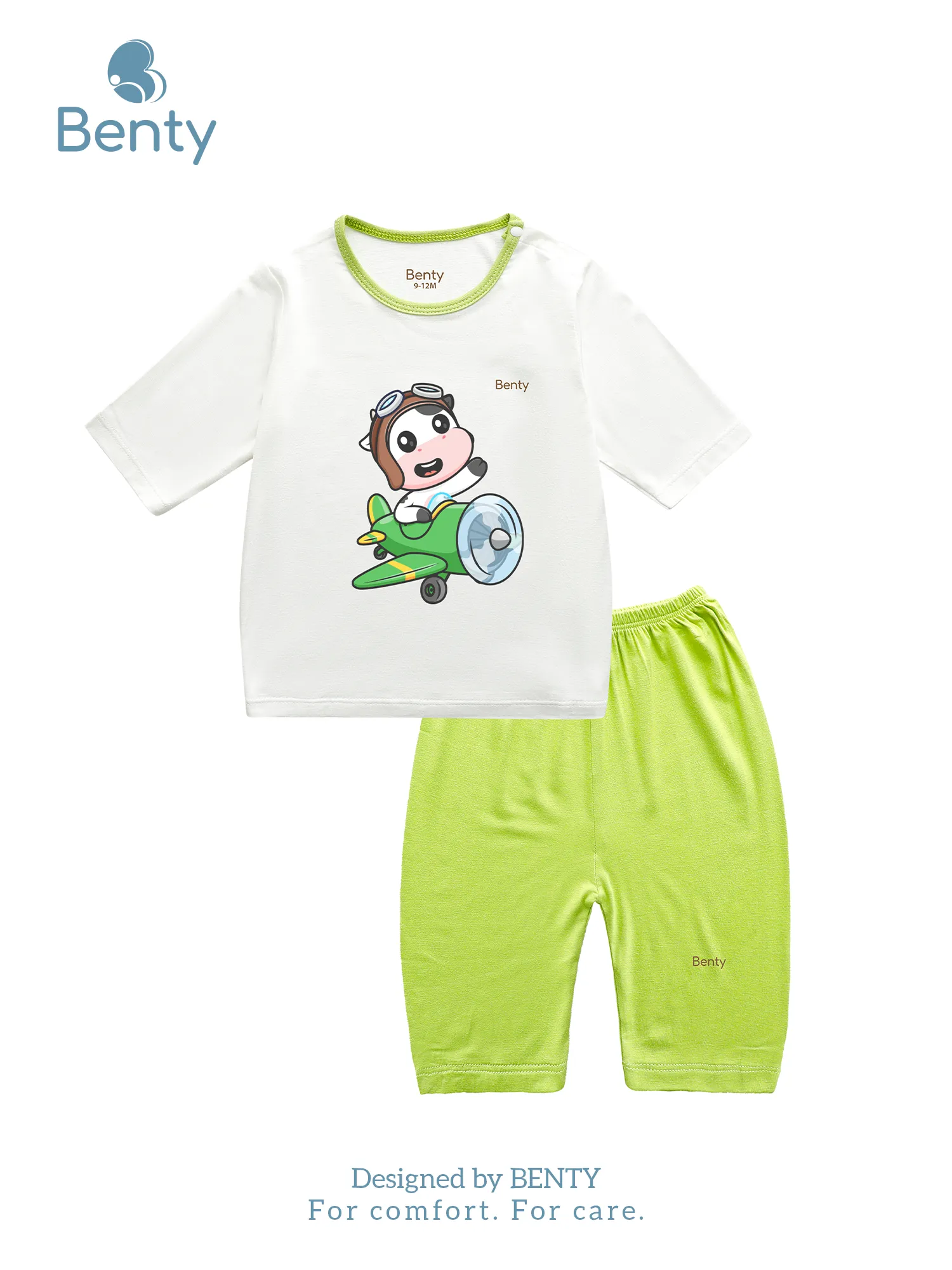 BENTY Cute print trim short set in soft, smooth fabric kids