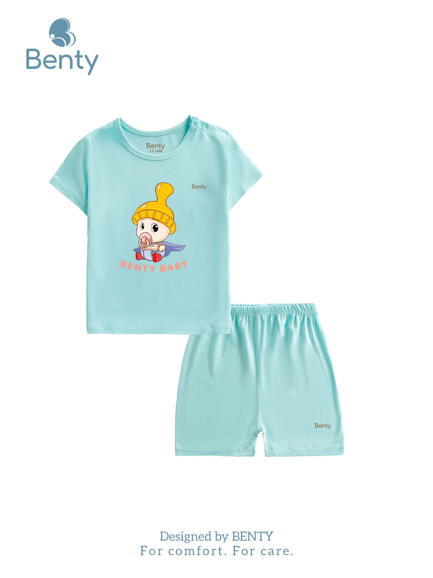 Bộ cộc tay cài vai in baby BT006 BENTY,cho bé mặc điều hòa