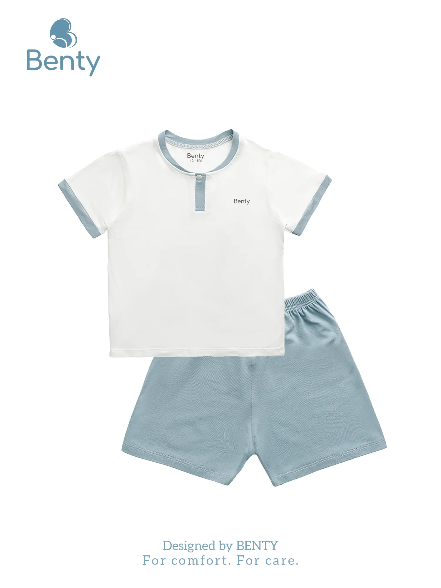 Bộ cộc tay cổ trụ trơn BENTY, chất vải cao cấp an toàn da bé