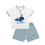 Bộ cộc tay cổ trụ in hình cá voi BENTY BT041,bộ đồ cho bé