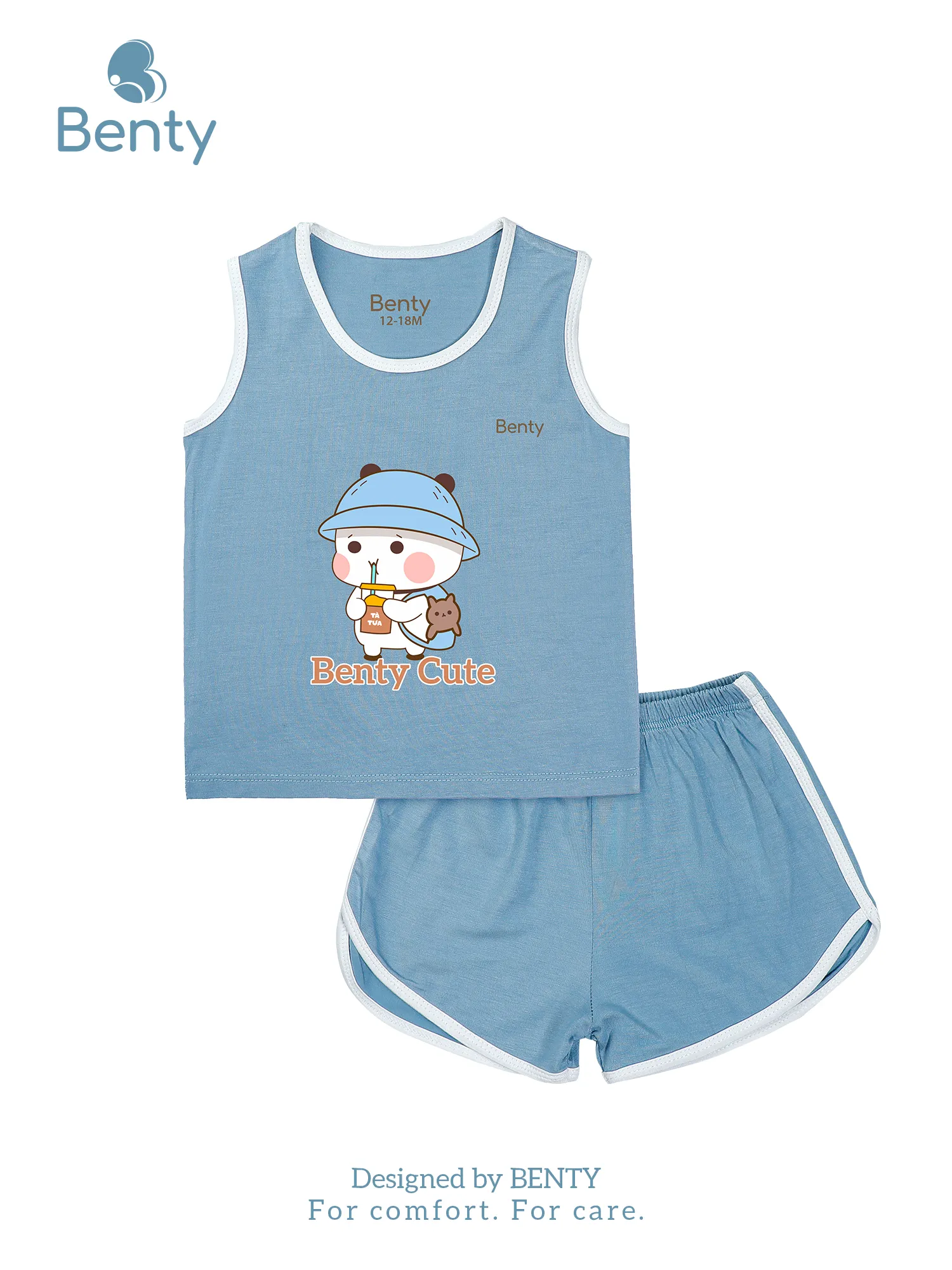 Ba lỗ thể thao BT071 in hình Bubu cute BENTY, đồ bộ cho bé mặc mát