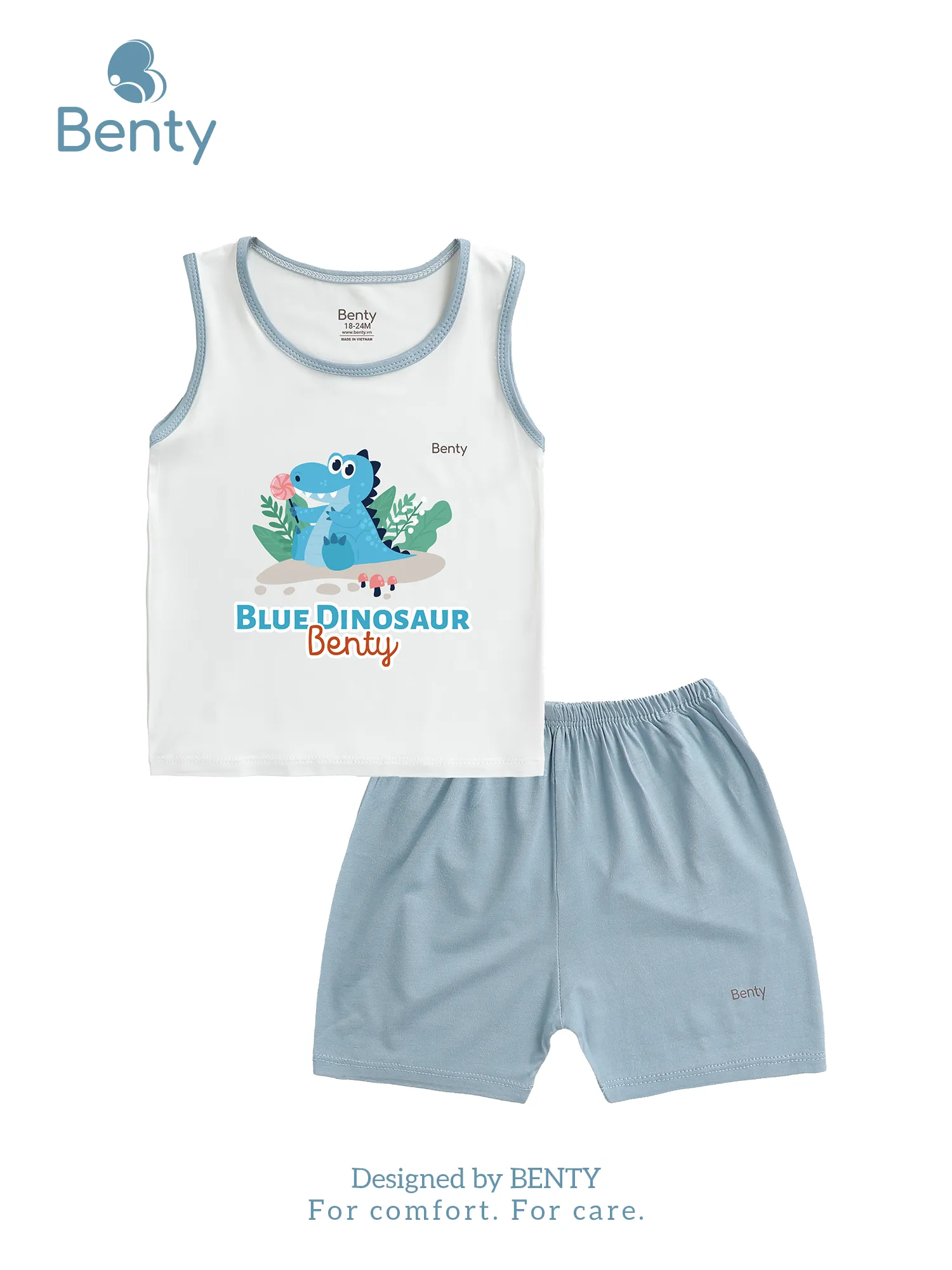 Ba lỗ phối viền BT099 in hình khủng long BENTY năng động mặc mát