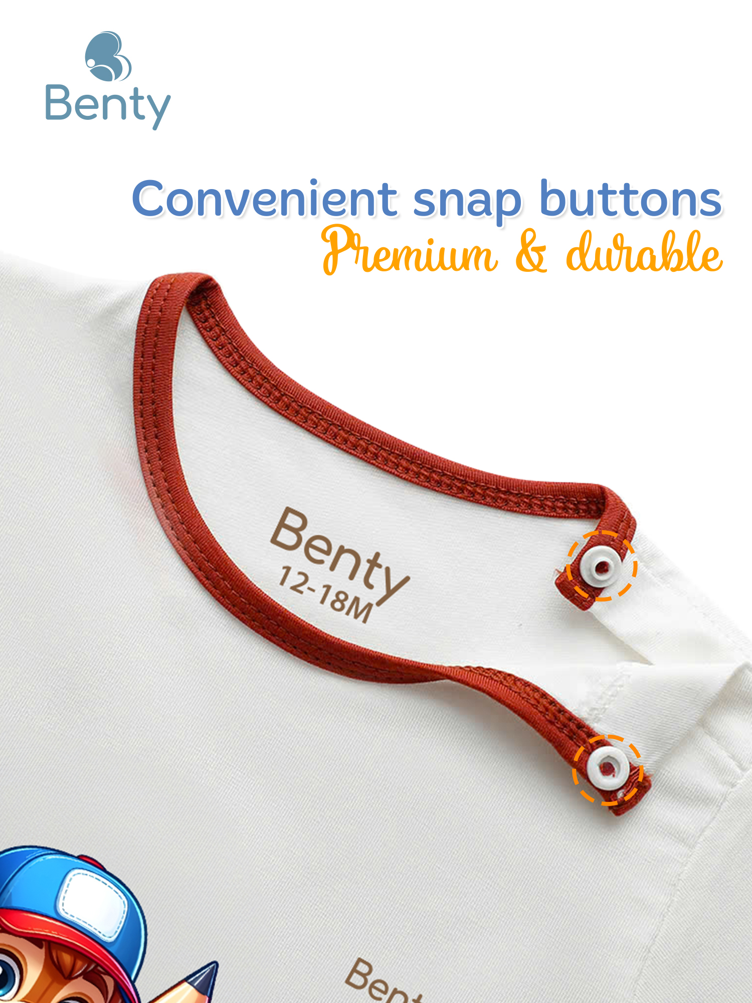 BENTY BT112 bordered shoulder button set, premium kidswear